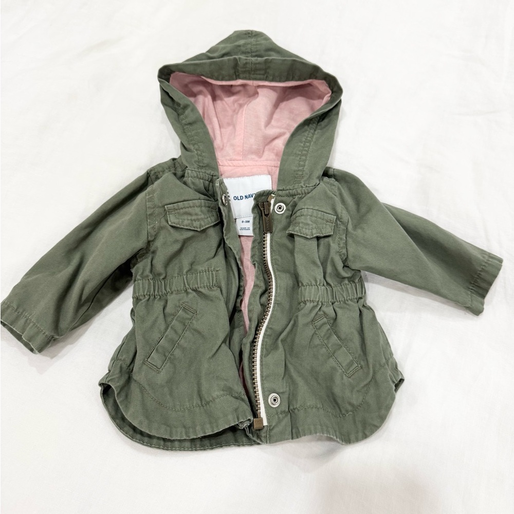 Old Navy Green Jacket with Pink Lining